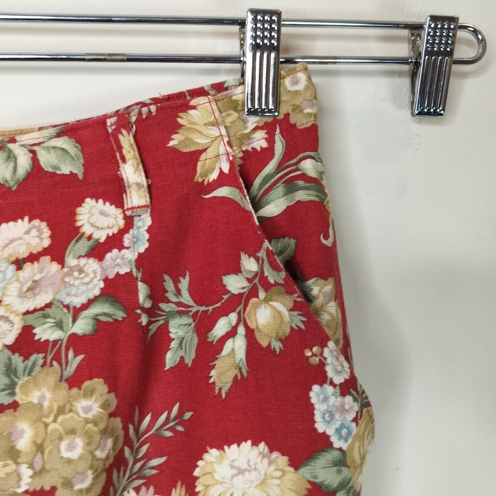 Orvis Vintage Maxi Skirt Red Garden Floral Linen Blend Button Up - Picture 6 of 12